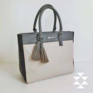 Nine West Grey/Cream Color Block Tote Bag Purse
